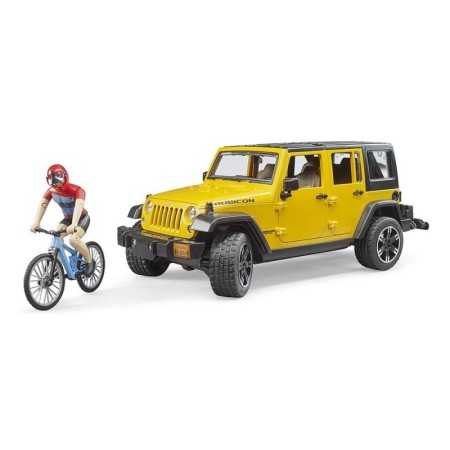 Bruder Jeep Wrangler Unlimited Rubicon cu bicicleta si ciclist